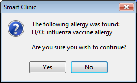 Allergy Warning Message